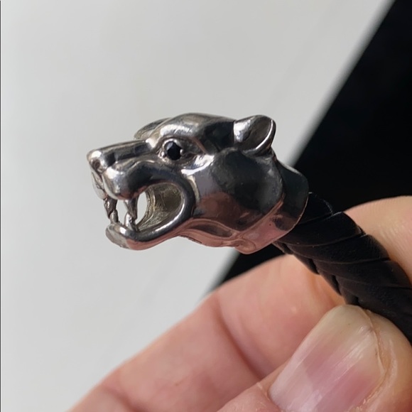 EFFY MEN’S BRACELET WOVEN LEATHER PANTHER BRACELET - Picture 5 of 8